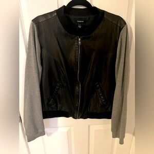 Torrid faux leather jacket with sweater sleeves